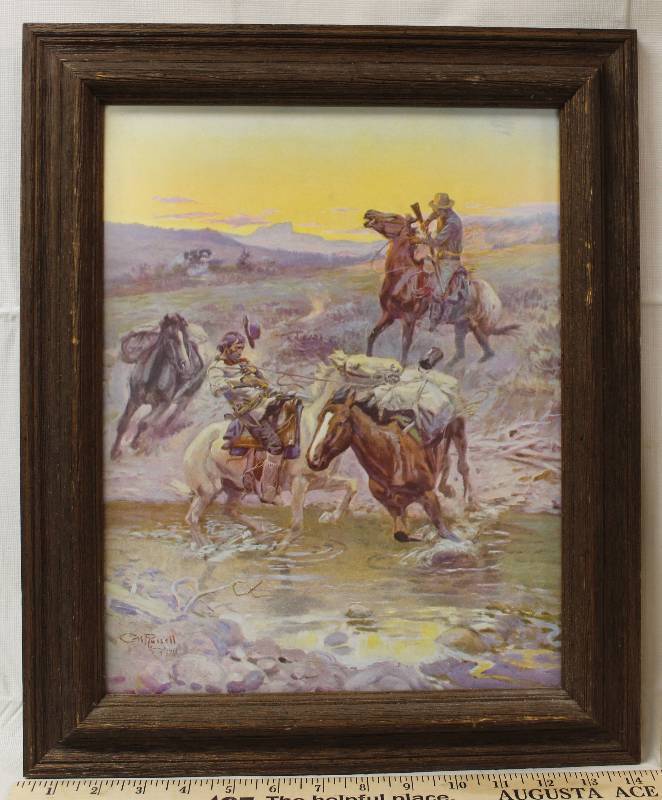 lot 9593 image: 14 x 17 Native American Catching Horse, Signed CM Russell 1911