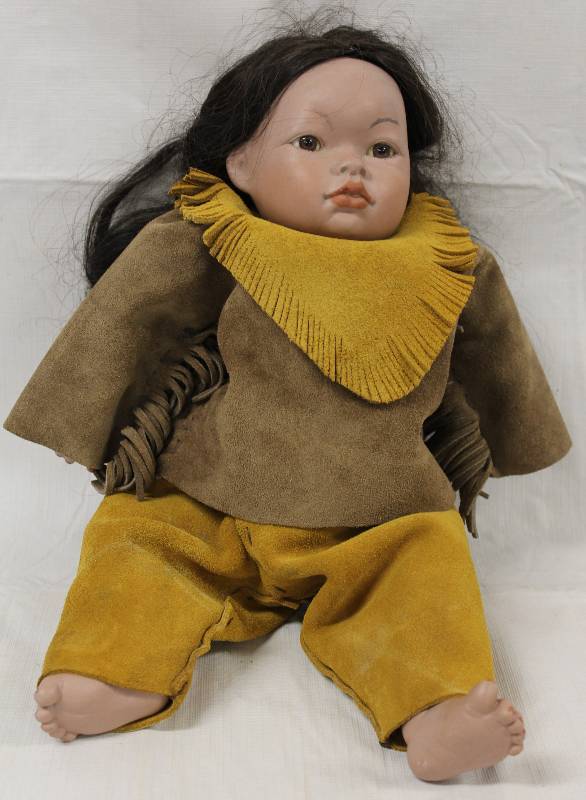 lot 6022 image: Porcelain Doll - Native American Indian Girl - A Val Shelton Otiginal 1991