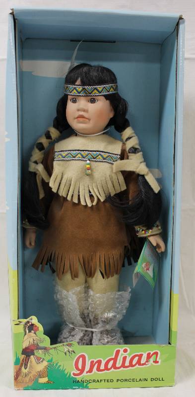 lot 6033 image: Royal Heriloom - Hand crafted Porcelain Indian Doll - W Original Box - Nice