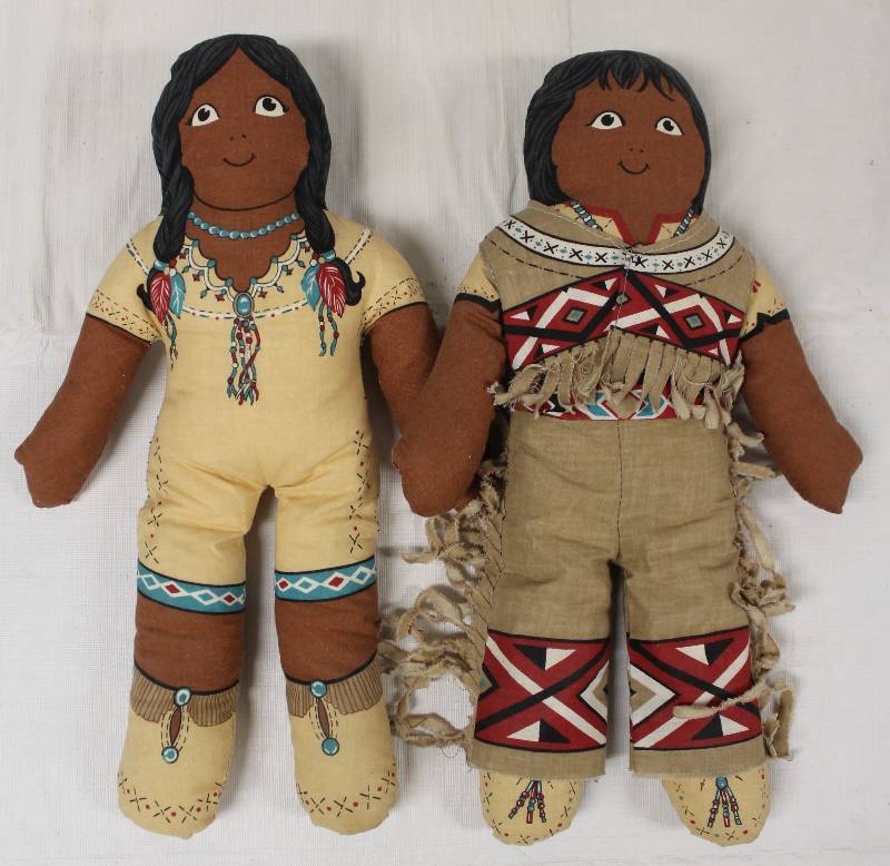 lot 6037 image: Pair of Plush Native American Dolls