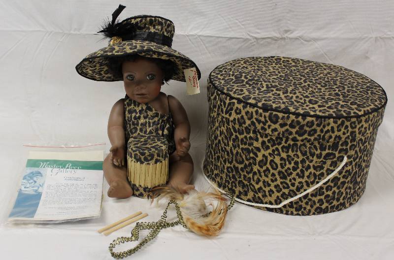 lot 6061 image: Master Rece Gallery Porcelain Baby Doll - w COA - Christa No. 02141500 w box and accessory