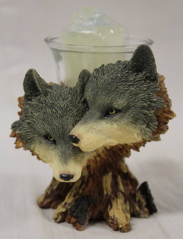 lot 6073 image: Westland Giftware # 986 Wolves Votive Candle Stand - NICE