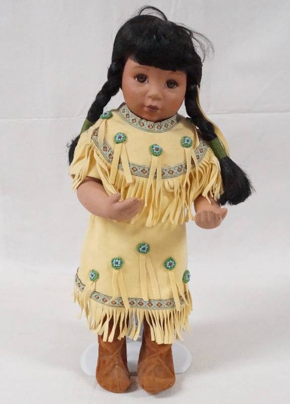 lot 6081 image: Native American Indian Doll - Excellent Condition w Stand