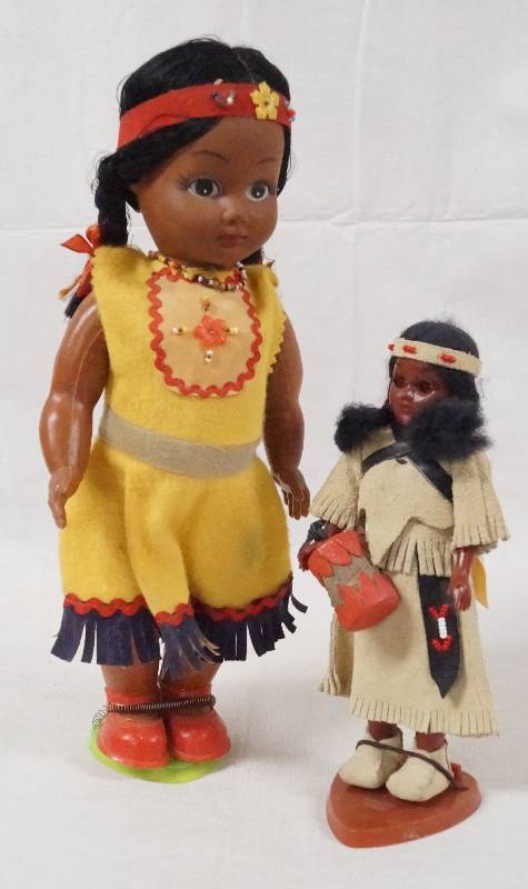 lot 6090 image: Lot of 2 - Native American Indian Dolls - w Stands