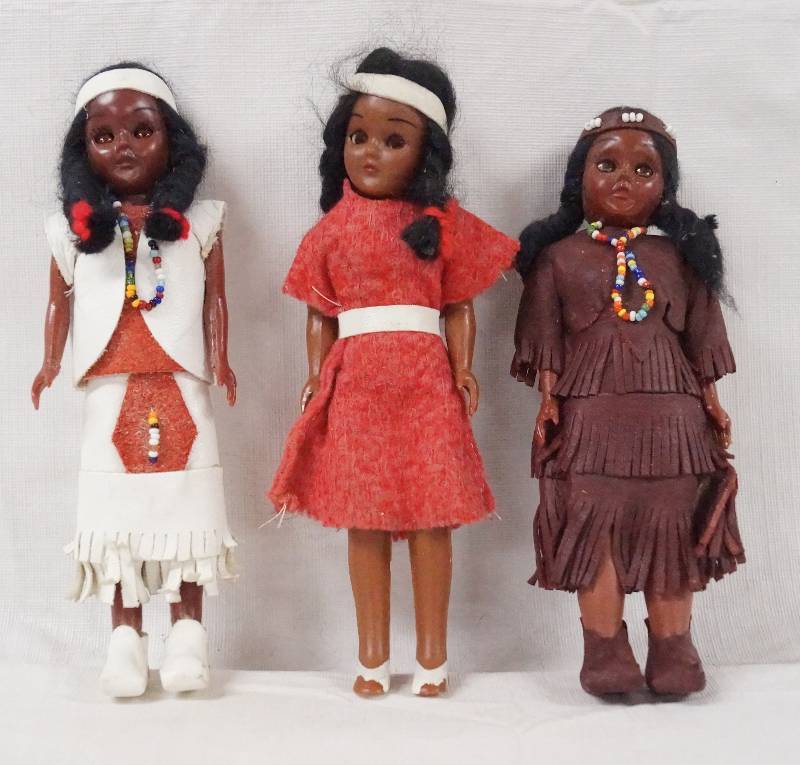 lot 6097 image: Lot of 3 - Native American Indian Dolls