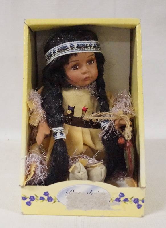 lot 6111 image: Pretty Porcelain Native American Indian Doll - In Orig Box
