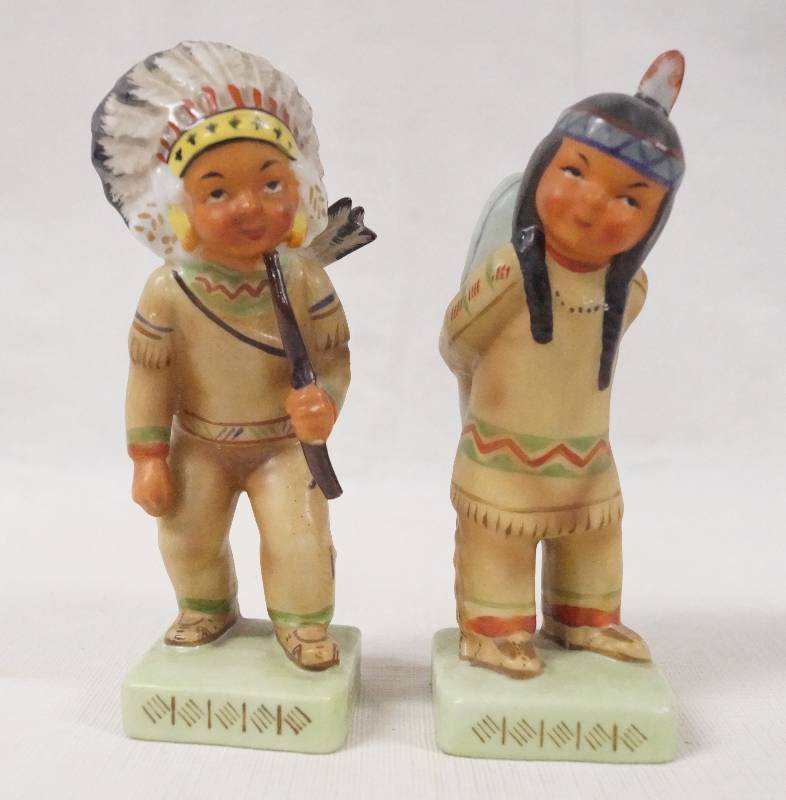 lot 6124 image: Lefton Exclusives Japan - Native American Indian Chief and Princess - Vintage NICE