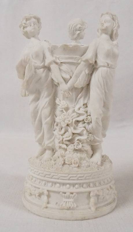 lot 6135 image: Beautiful Three Angel - White Taper Candle Holder - Pretty