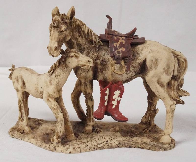 lot 6189 image: Horse and Pony Figurine - w Cowboy Boots - see note