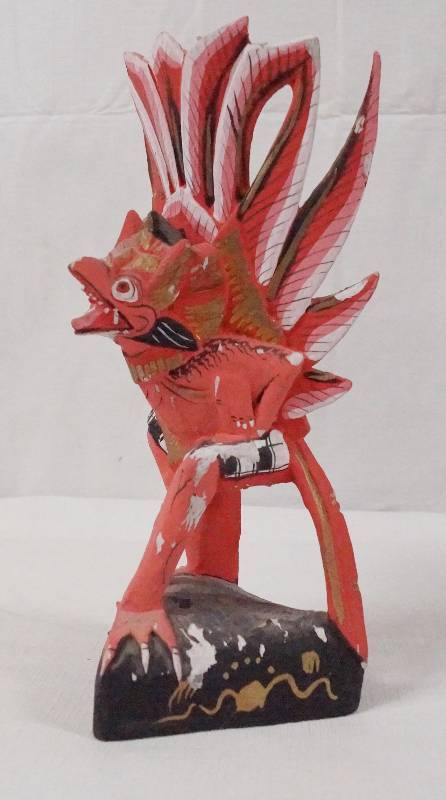 lot 6197 image: Wooden Carved Figurine- Very Unique and Colorful- Made in Indonesia