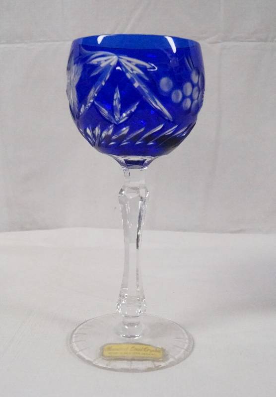 lot 6207 image: Cobalt Blue Lead Crystal Wine Glass- Made in Germany- SO Pretty
