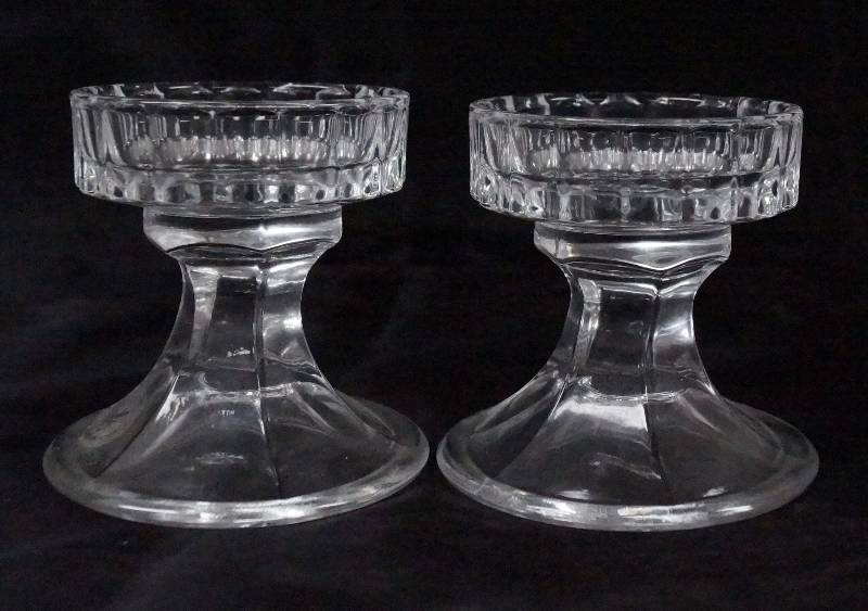 lot 6209 image: Pair of Gorham Glassware Candle Holders- Pretty