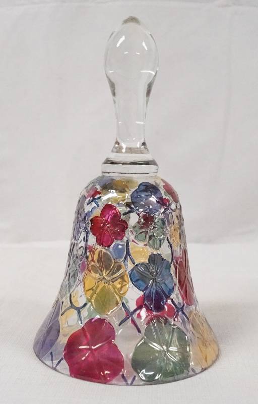 lot 6236 image: Bohemian Floral Glass Bell- Made in Czechoslovakia- Beautiful