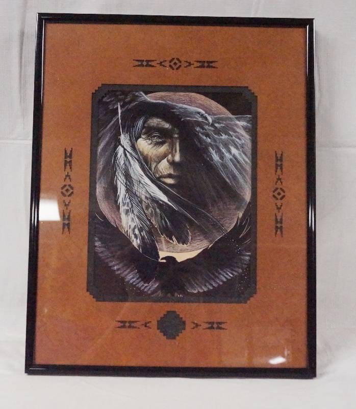 lot 6238 image: Framed Native American Themed Picture- Very Cool