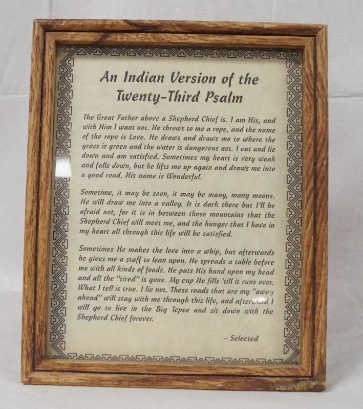 lot 6241 image: An Indian Version of the Twenty-Third Psalm Framed Picture