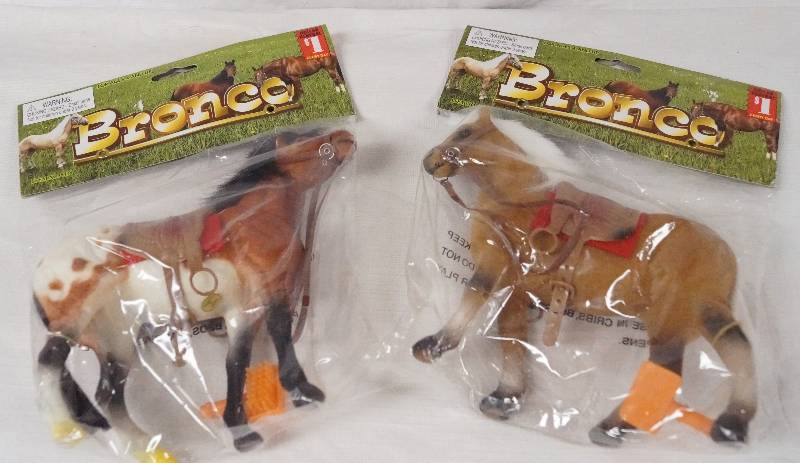 lot 6249 image: Lot of 2 Bronco Toy Horses- New in Package- Cute