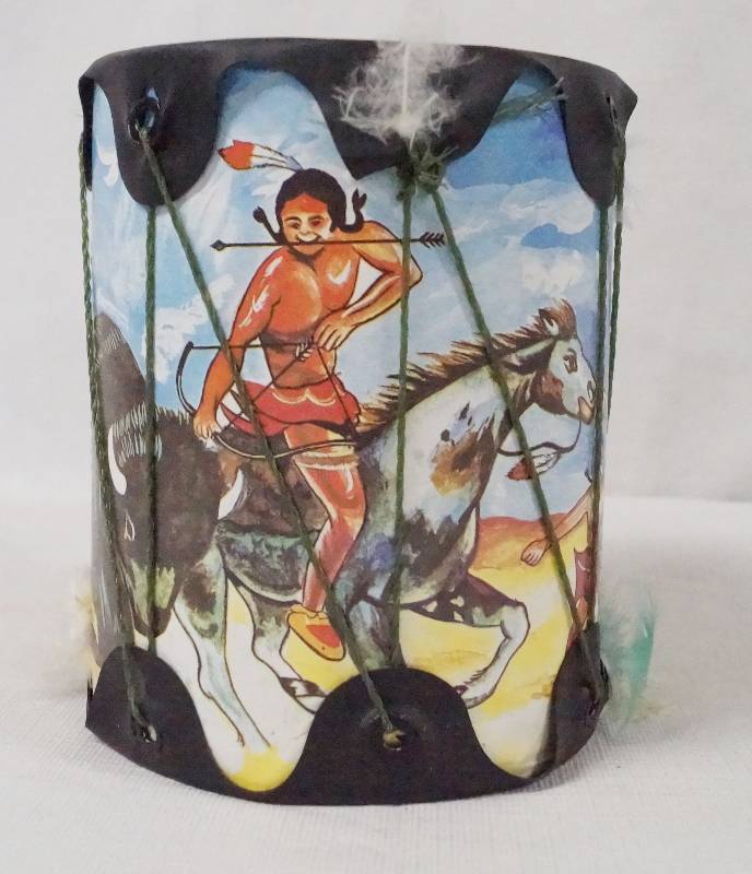 lot 6251 image: Vintage Native American Toy Drum- Very Cool