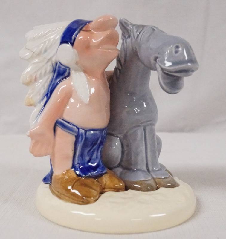 lot 6253 image: Small Indian w Horse Ceramic Decor- Cute