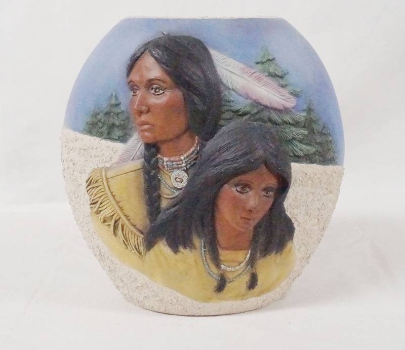 lot 6256 image: Native American Pottery Vase w Portrait- Very Beautiful