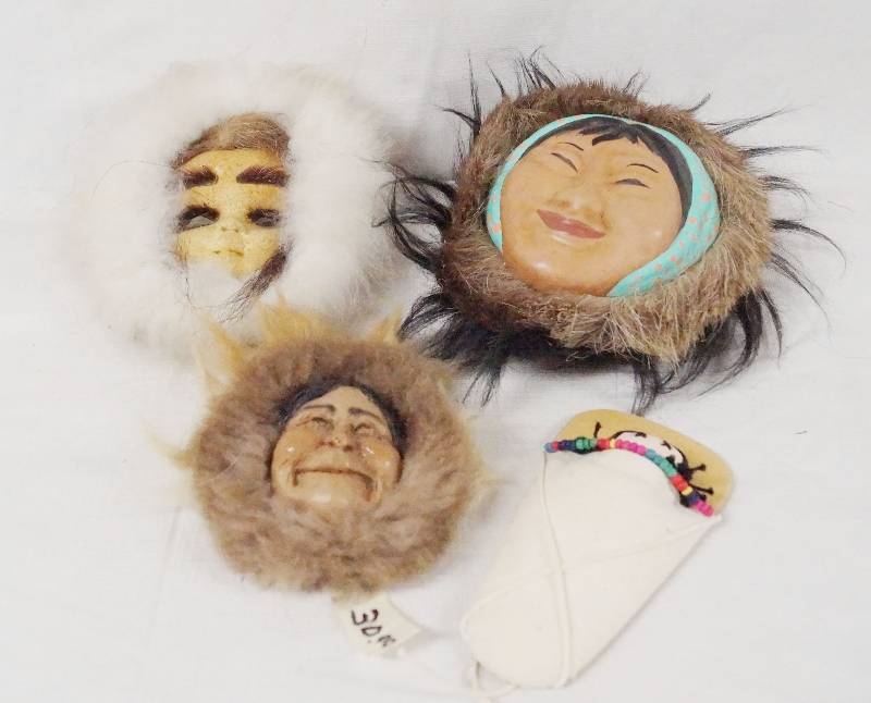 lot 6270 image: Lot of 3 Eskimo Faces - RARE and VINTAGE and One Papoose