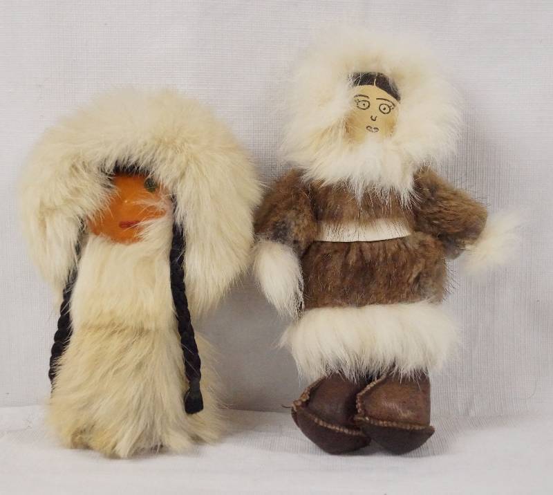 lot 6281 image: Lot of 2 Unique  Artistic Eskimo Dolls