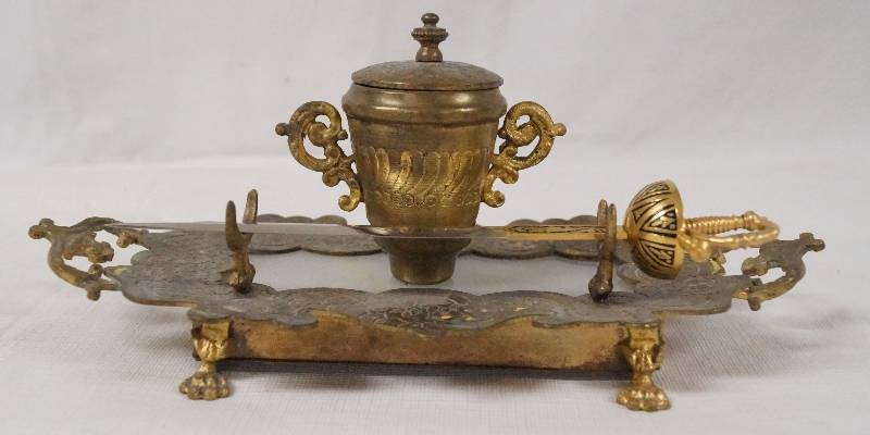 lot 6288 image: Brass Holder w Sword - Very Unique