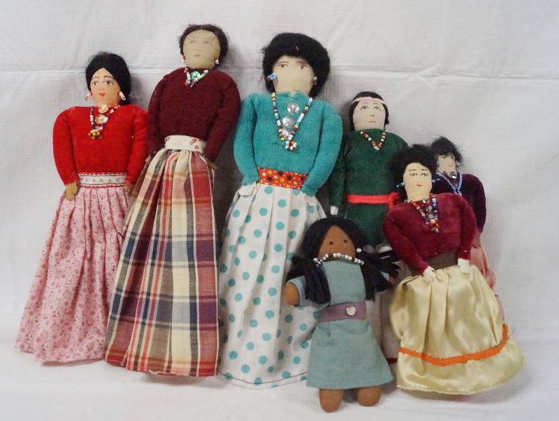 lot 6292 image: Lot of Plush Dolls - Native American - Unique