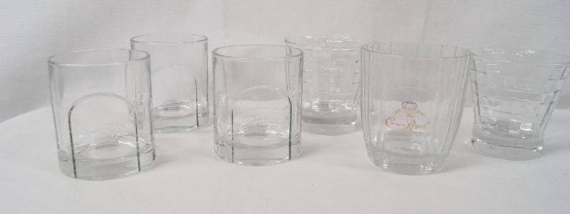 lot 6347 image: Lot of 6 - CROWN ROYALCHIVAS REGAL - Drinking Glasses - Nice