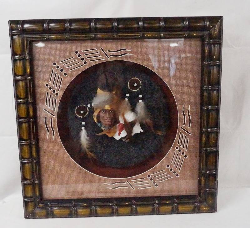 lot 6358 image: Native American Chief - Shadow Box Artwork in a beautiful dimensional frame See photos