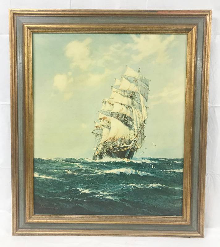 lot 6368 image: Nice, Framed, Ship Picture - Cutty Sark  by R. MacGregor - Almost 30 tall - Great Condition 1974