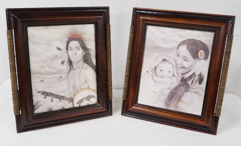 lot 4242 image: Lot of 2 Matching Native American Prints in Nice Frames - see photos