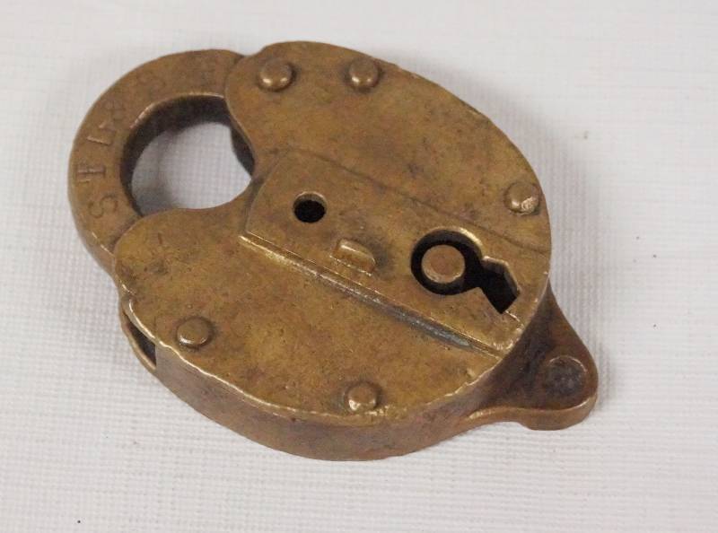 lot 4177B image: S T L & S F  Vintage Brass Railroad Padlock