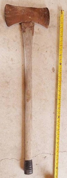 lot 6401 image: Big Double Headed Axe with Wooden Handle
