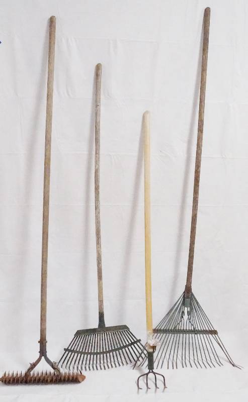 lot 6428 image: Lot of 4 Yard Tools - Rakes and More