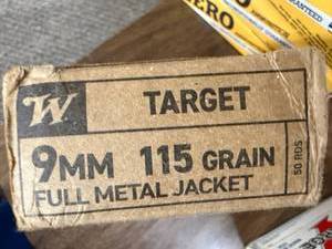 lot 732 image: 9MM 115 Grain Full Metal Jacket Ammunition Box 50rnds 115g