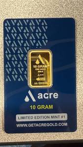 lot 100 image: Acre 10g Gold Bar 999.9 Fine Limited Edition #1