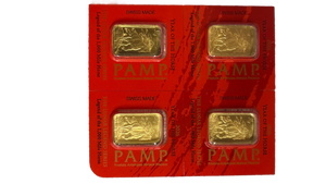 lot 105 image: PAMP Suisse 1g Gold Bar Multi-Pack (4)g