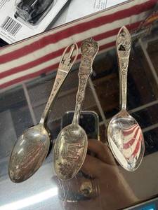 lot 118 image: Sterling silver  Mississippi Civil War Commemorative Spoon and others 62g