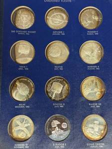 Franklin Mint America in Space Sterling Silver Medal Set 24 coins