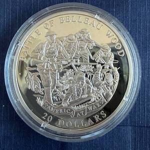 lot 513 image: 2003 Belleau Wood WWI Commemorative Silver Proof $20 Coin - Republic of Liberia