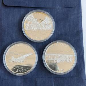 lot 514 image: (3) 2000 Liberian Aviation History Silver Proof Set