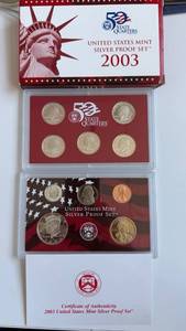 lot 526 image: 2003 US Mint Silver Proof Set with State Quarters
