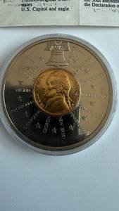 lot 532 image: 2001 Jefferson Commemorative Gold-Plated Nickel