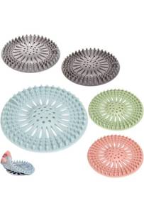 lot 75143 image: 5 Pack Hair Catcher Durable Silicone Hair Stopper Shower Drain Covers, Easy to Install and Clean for Bathroom Bathtub Kitchen