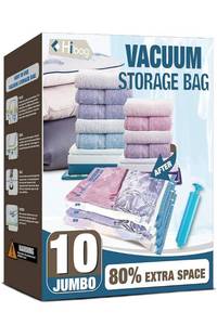 lot 75145 image: Vacuum Storage Bags, 10 Jumbo Space Saver Vacuum Seal Bags, Space Bags, Vacuum Sealer Bags for Clothes, Comforters, Blankets, Bedding (10J)
