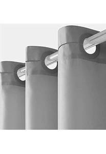 lot 75150 image: Furlinic No Hook Stall Shower Curtain Fabric,48 Wide Small Narrow Bathroom Curtain with 6 Plastic Built-in Grommets,Waterproof & Machine Washable,Hotel Style,Light Grey,48x84 Inch