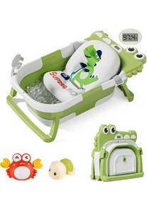 lot 75152 image: TPN Collapsible Baby Bathtub for Infants to Toddler with Real-time Temp MonitorFloating Cushion,Foldable Baby Bath Tub Set Applicable 0-36 Month,Perfect Portable Travel Baby Tub for Newborns Boy