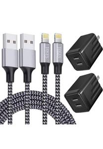 lot 75155 image: iPhone Fast Charger,iPhone Charger Fast Charging 2Pack Dual Port USB Wall Charger Block Adapter Plug Long 6FT Fast Charging Lightning Cable Cord for iPhone 14 13 12 11 Pro Max XS X 8 7 Plus SE iPad