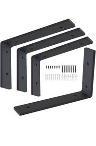 lot 75167 image: Heart Rt Classic Design 12 Inch Shelf Bracket Heavy Duty J Shelf Bracket 12 x 6 Inch Metal Shelf Bracket with Hardware, Black, 4 Pack