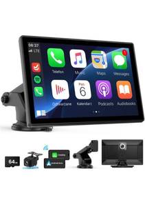lot 75194 image: Wireless Carplay Screen for Car - 9 Portable Car Stereo with 4K Dash Cam, 1080P Backup Camera, Car Satellite Radio with Apple Carplay & Android Auto, GPS NavigationAirPlayVoice Control